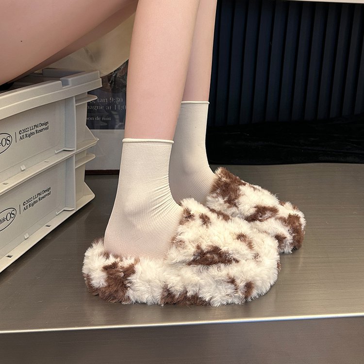 Wollen pantoffels voor dames met dikke zool casual instappers_voghion.com