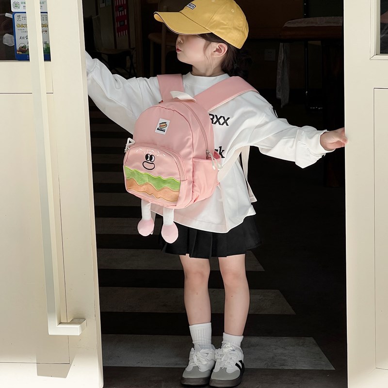 Jardín de infantes bolsas escolares de dibujos animados lindas hamburguesas mochilas para niños y niñas 2025 nueva moda mochila infantil