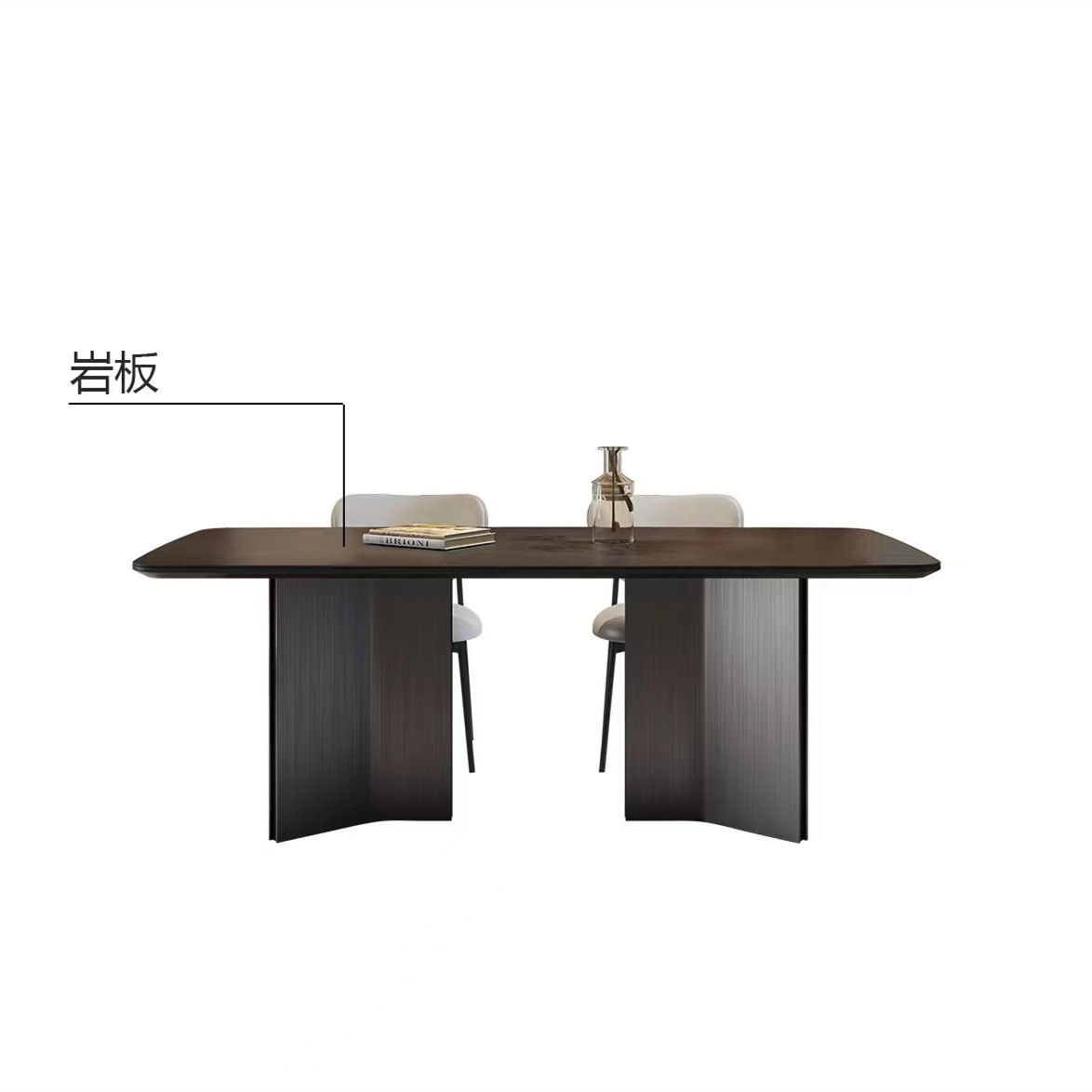 Italiano simple y moderno mesa de comedor de tabla de roca negra combinación rectangular retrógrado pequeño estilo de casa silenciosa mesa de comedor doméstica