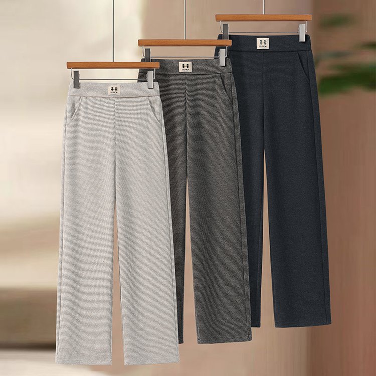 2025 New Spring Dress Small Mother Straight Pants Middle-aged and Elderly Women's Casual Pants Grandma Spring and Autumn Wide Leg Pants