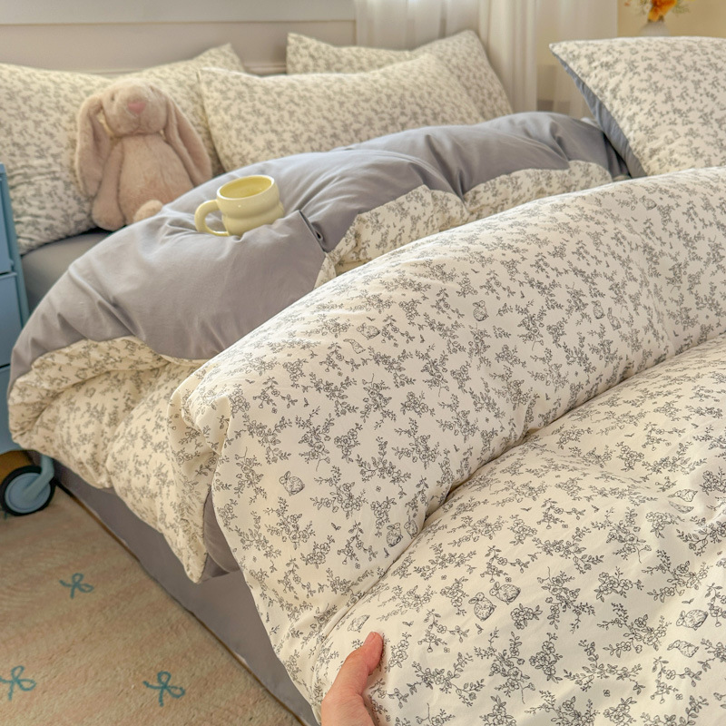 Cama de clase A ultra suave para madres y bebés con cuatro piezas de algodón puro desnudo para dormir sábanas de doble hilo cubierta dormitorio con tres y cuatro piezas