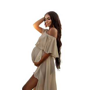 Cross-border foreign trade Europe and the United States pregnant women chiffon dress dress pregnant women photography elegant pearl chiffon skirt