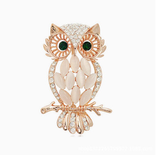 ifashion Trendy Korean-style Retro Fashion Personalized Cartoon Eyelite Owl Gold and Silver Two-color Brooch Corsage