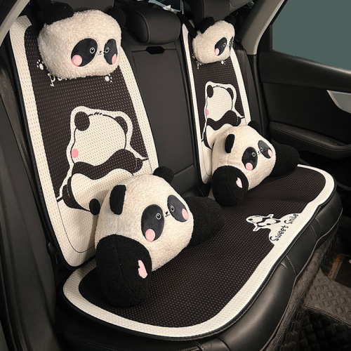Car seat cushion summer ice silk cartoon panda all-season universal car seat cover cute car cushion seat pad cool pad summer