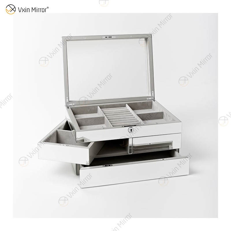 定制首饰盒饰品收纳盒2021新款耳钉项链戒指收纳盒玻璃珠宝盒跨境