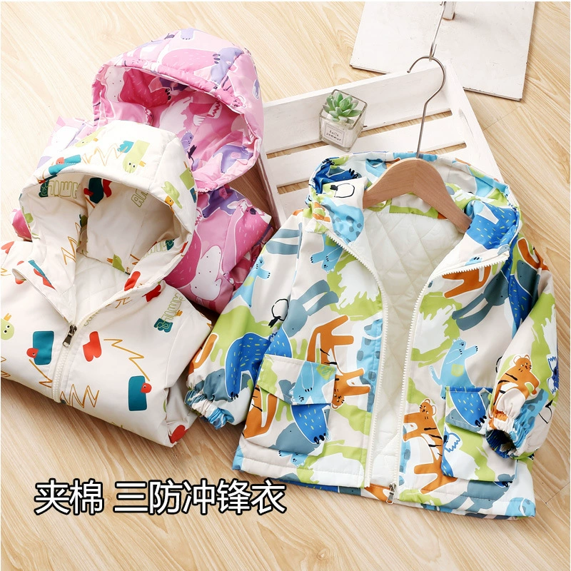 Новая детская куртка для мальчиков 2025 года: осенне-зимняя одежда, утепленная хлопковая, с капюшоном, стильная, с мультяшным принтом