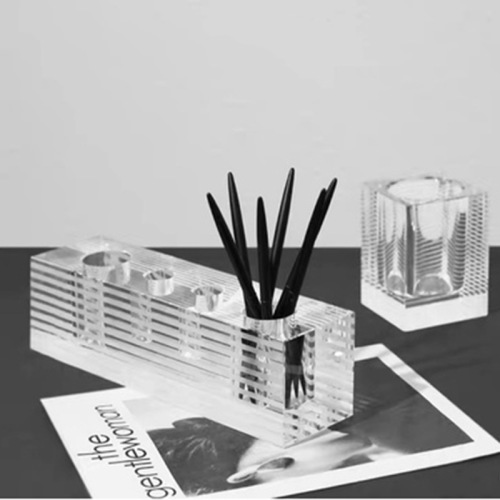 Modern Minimalist Crystal Striped Pen Holder Vase Ornament Sample Room Sales Office Hotel Restaurant Study Soft Decoration
