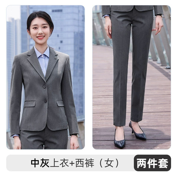 Female 6698 "Double Button" medium gray suit + trousers