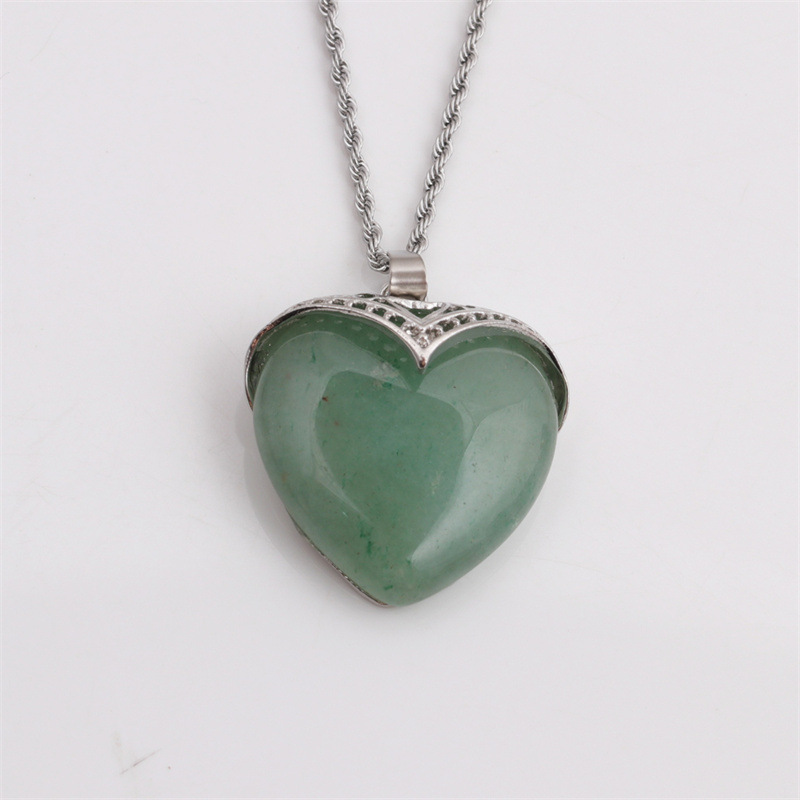 opal heart-shaped pendant korean style necklace wholesale jewelry Nihaojewelry