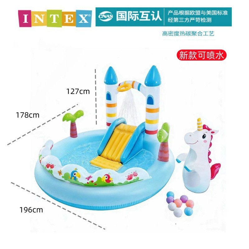 Unicorn Castle Water Slide Pool 96cmX178cmX127cm