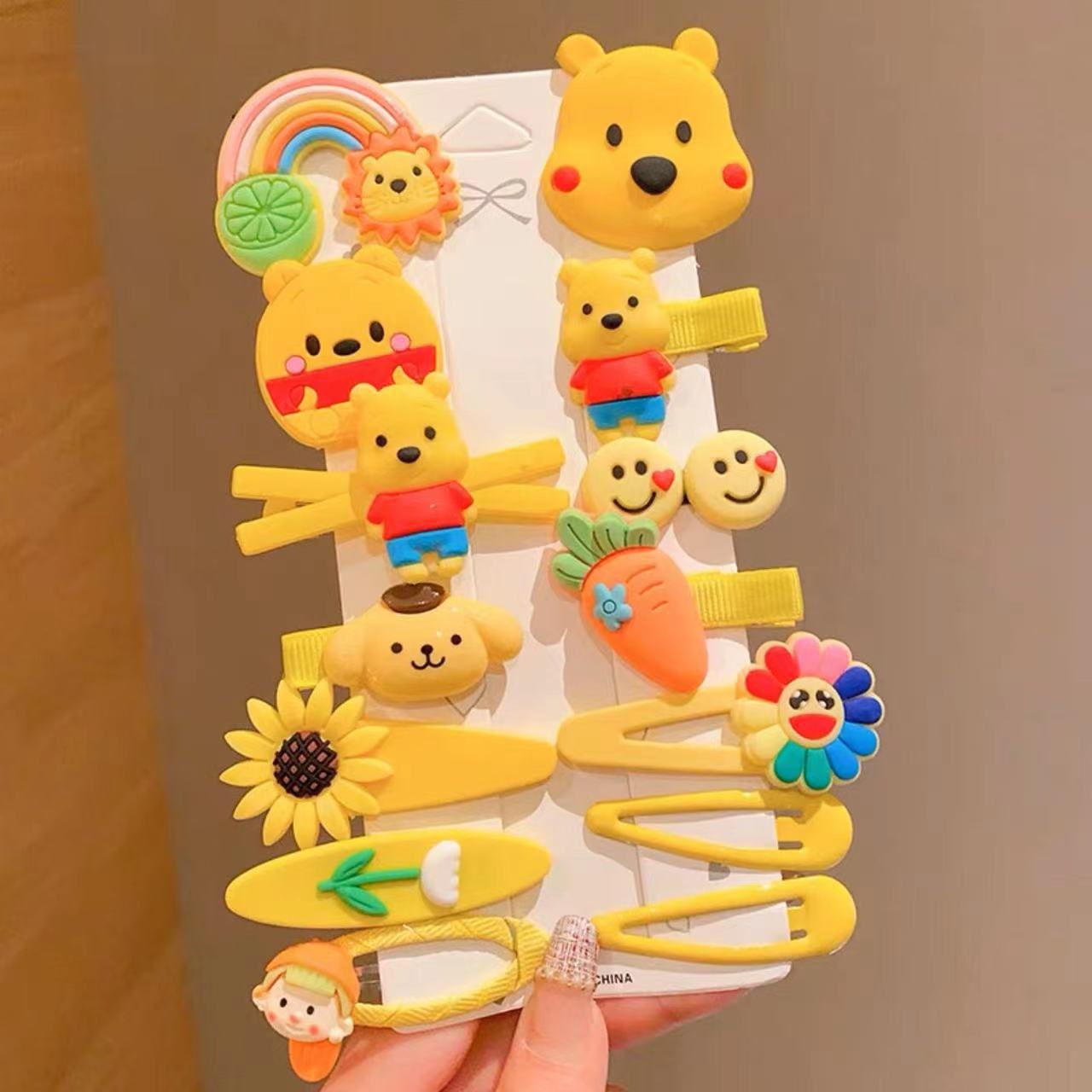 Nuevo clips de dibujos animados para niños coreanos lindos color de caramelo hecho a mano no daña el cabello frange clip para el cabello bebé clip para el cabello toque