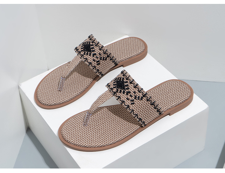 Cfxxy-149 žabky zahraničního obchodu, módní výšivky, pantofle, dámské pantofle, plážové lněné sandály, dámské boty_voghion.com