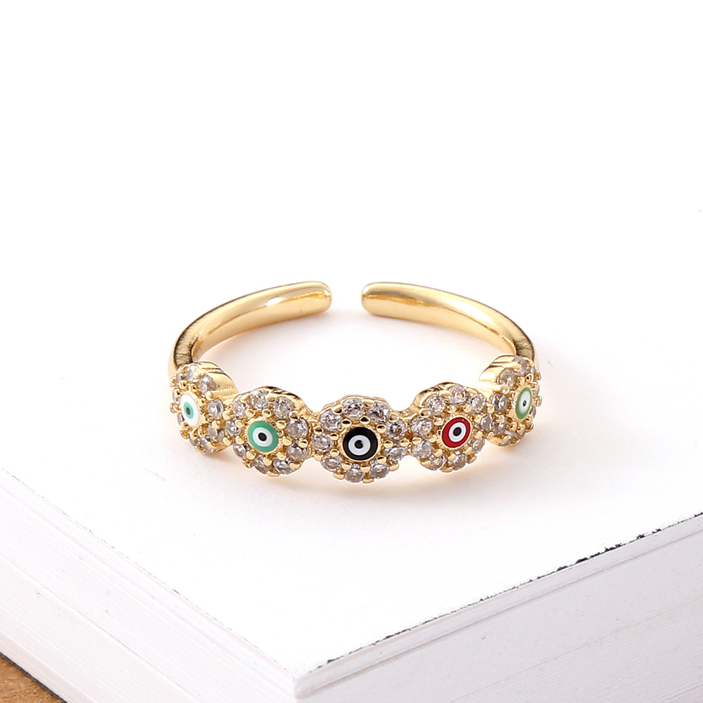 new womenu0027s jewelry copper inlaid zircon evil eye tail ring