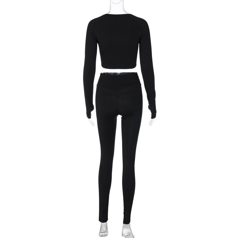 ActiveGo 2025 Autumn Winter New Fashion Long Sleeve Slim Top High Elastic Sports Yoga Pants Set Trendy Wholesale_desvips.com