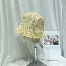 小众设计师款手工编织草帽子女日系简约渔夫帽度假防晒遮阳沙滩帽