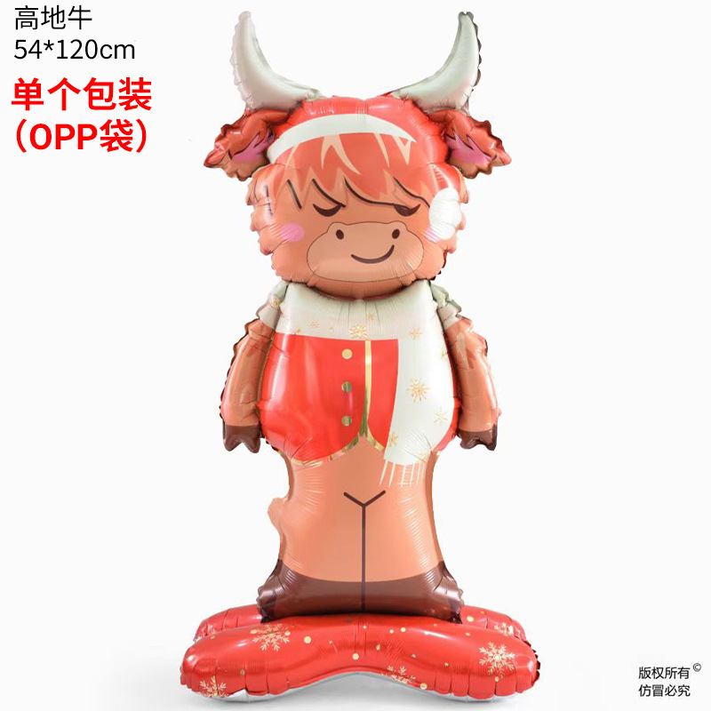 Globo de Navidad 4D de gran tamaño (Santa, trineo, renos), con base tridimensional para pie, decoración para árbol de Navidad