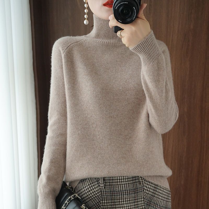 Autumn and Winter New High-Neck Loose Knit Sweater, Fashionable Lazy Style Sweater, European Versatile Base Layer Women's Top Autumn and Winter New High-Neck Loose Knit Sweater, Fashionable Lazy Style Sweater, European Versatile Base Layer Women's Top