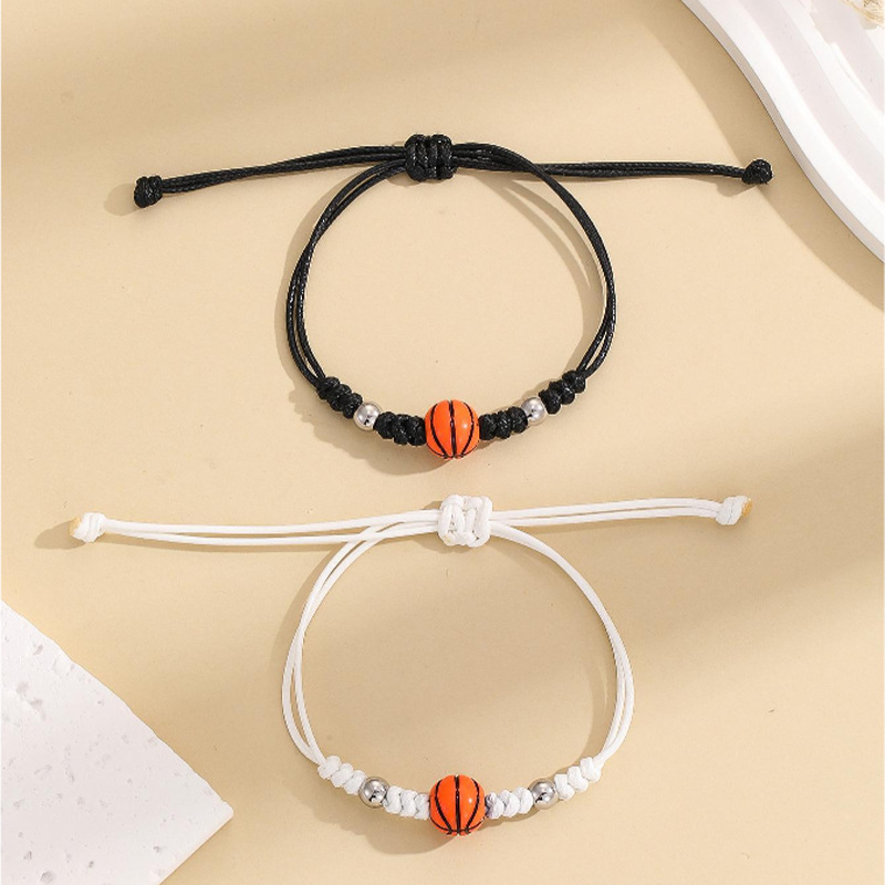 Yunjin transfronteriza Venta caliente hilo de cera tejida baloncesto pareja pulsera equipo fans fiesta regalo pulsera en stock
