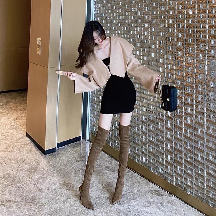 Pointed High Heel Boots Women's Autumn and Winter 2024 New Black Suede Stretch Skinny Boots Over-the-Knee Thin Heel Stretch Boots Pointed High Heel Boots Women's Autumn and Winter 2024 New Black Suede Stretch Skinny Boots Over-the-Knee Thin Heel Stretch Boots