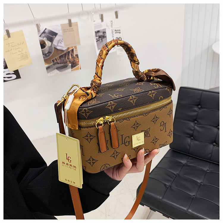 Borsa transfrontaliera, trama alla moda, popolare borsa a tracolla da donna, borsa con stampa retrò, versatile borsa cosmetica in stile coreano per donna_voghion.com