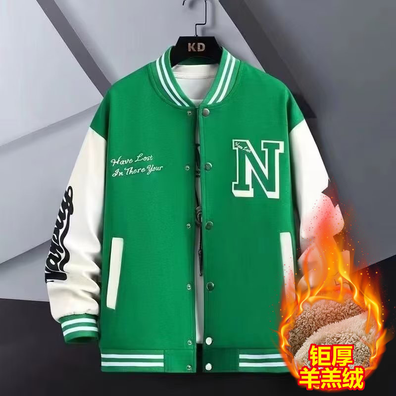 跨境代发运动美式夹克外套男休闲宽松棒球服春秋季潮牌夹克外套男|undefined