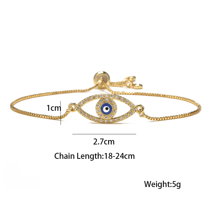 fashion copper micro-inlaid mixed color zircon geometric eye bracelet wholesale Nihaojewelry