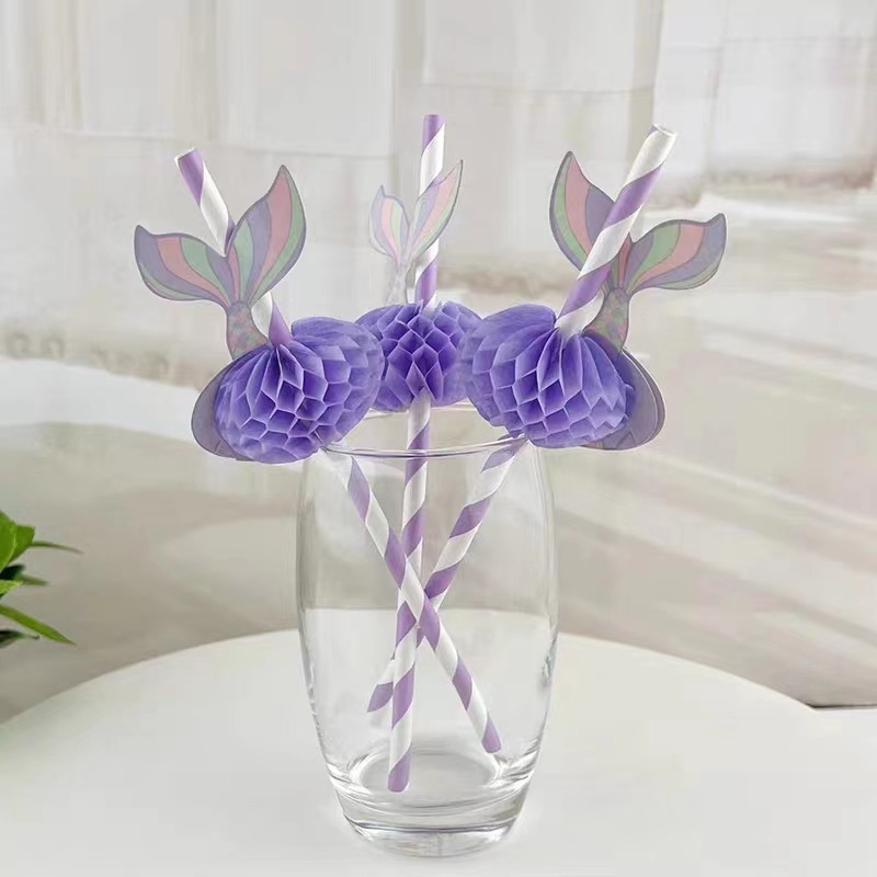 Nuevo cm creativo tridimensional panal sirena forma decoración papel desechable paja