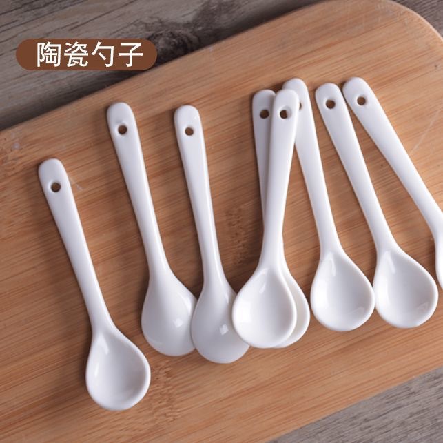 Ceramic Small Coffee Spoon Pure White Tableware For Yogurt_voghion.com