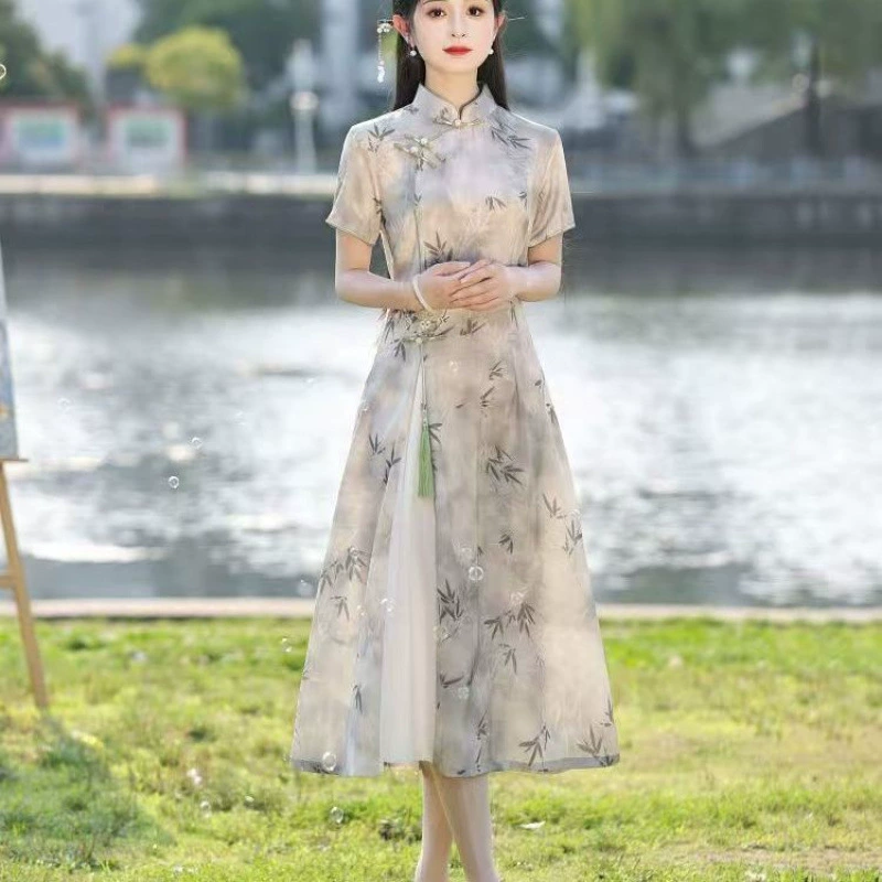 Новое китайское платье-чонсам для женщин 2025 года, новый молодежный стиль, элегантное, высококачественное, улучшенное платье
