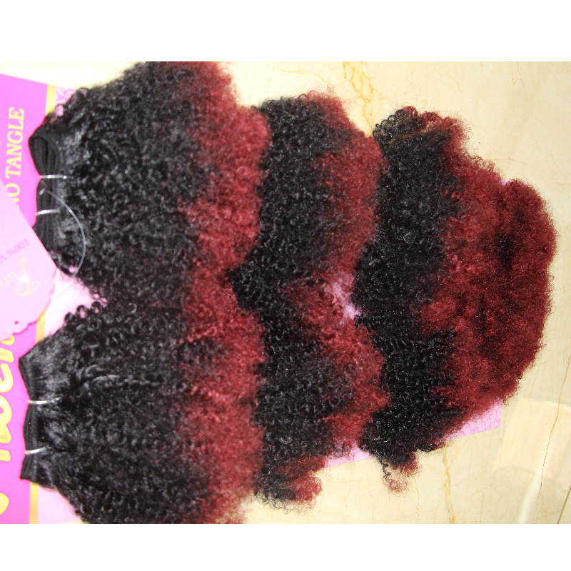 Synthetic Afro Kinky Hair Weft Blend Hair with Closure