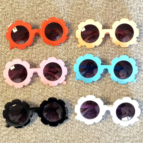 New Fashion Sunflower Children's Sunglasses Cross-Border Round Frame Flower Pattern Lens Petal-Like Sunglasses, Lovingly Designed for Comfort
