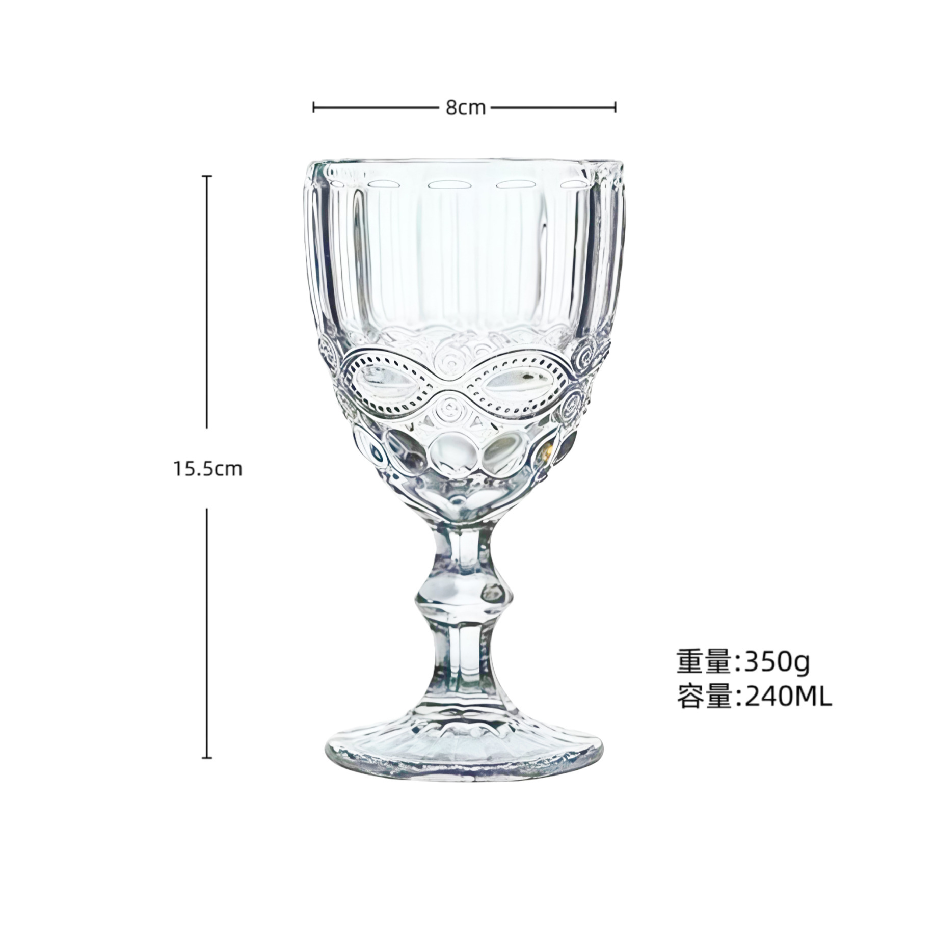 Gran por mayor transfronterizo vasos de vino en relieve europeos tazas de vidrio de colores tazas de bebida de jugo de frutas espesadas tazas de leche de boda tazas de pies altos