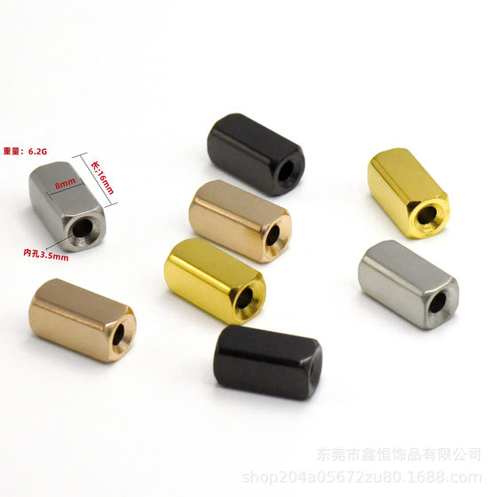Stainless steel rectangular bracelet beads bracelet woven bracelet round hole three-dimensional loose beads DIY jewelry accessories wholesale