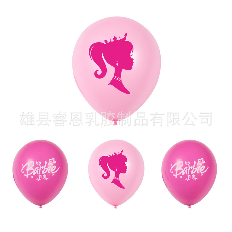 Barbie princesa tema fiesta de cumpleaños decoración globo Transfronterizo de 12 pulgadas Rosa Barbie princesa globo de látex