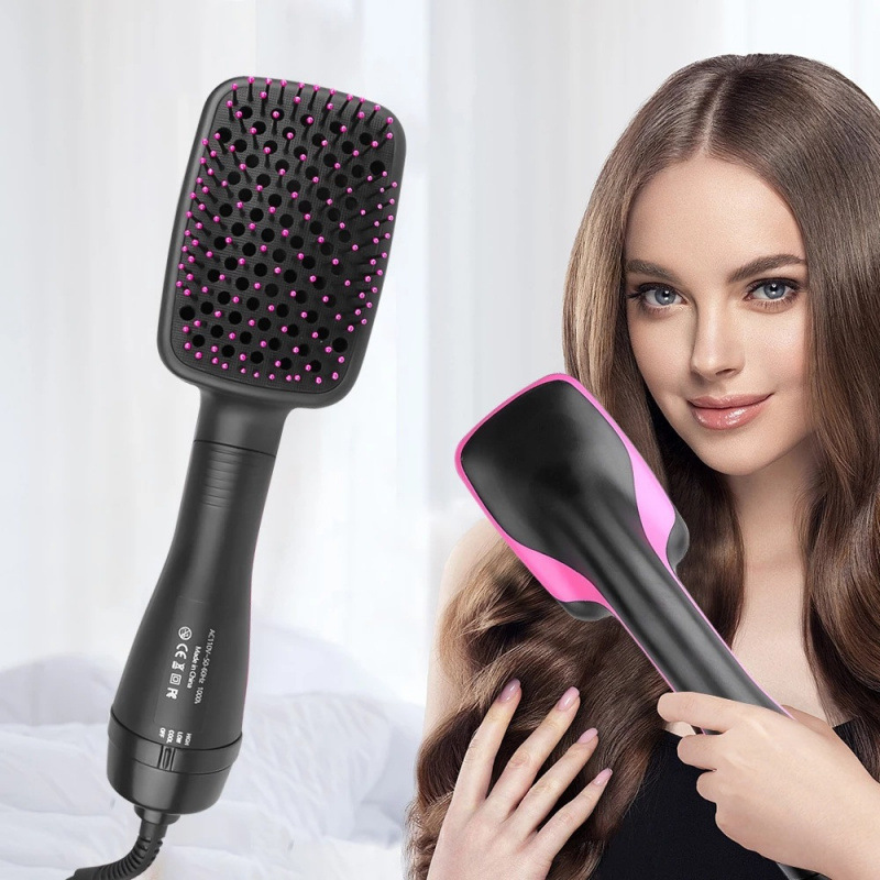 Square Comb Amazon Two-In-One Hot Air Comb Multi-Function Hair Dryer Cross-Border Hot-Selling Wet and Dry Lazy Curling Iron