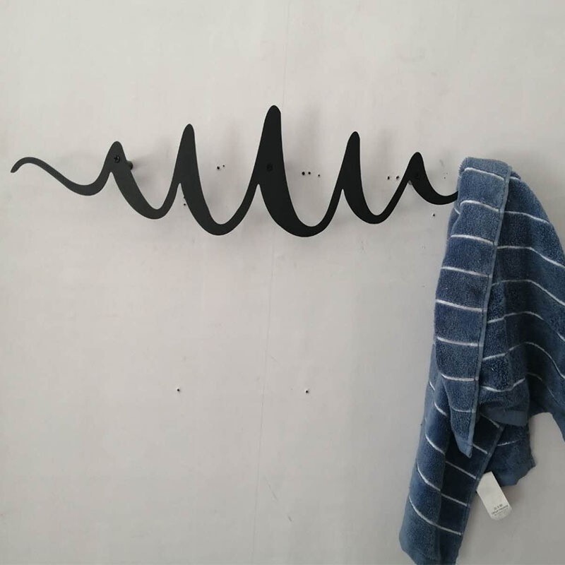 Amazon Cross-Border Best-Selling Black Iron Wave Decorative Coat Rack European Art Wall Decoration Creative Hook