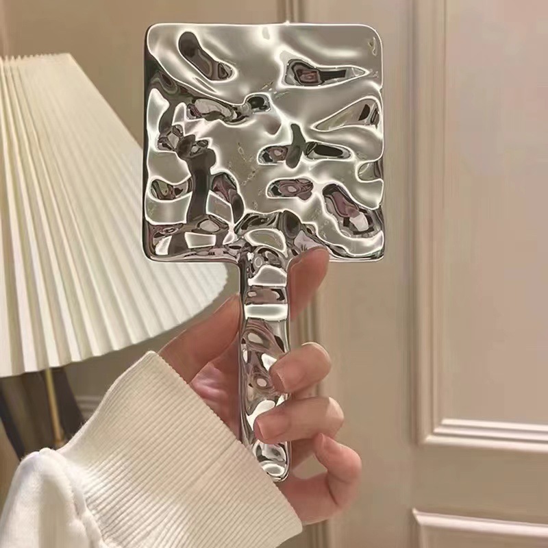 手柄鏡 ins風網紅復古手持化妝鏡女便攜式隨身攜帶小鏡子手持化妝