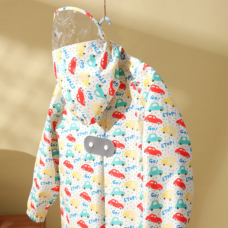 Children's Raincoat Boy Baby Infant Student One-Piched Long Hat Brim Schoolbag Waterproof Full Body Poncho Rainstorm Protection