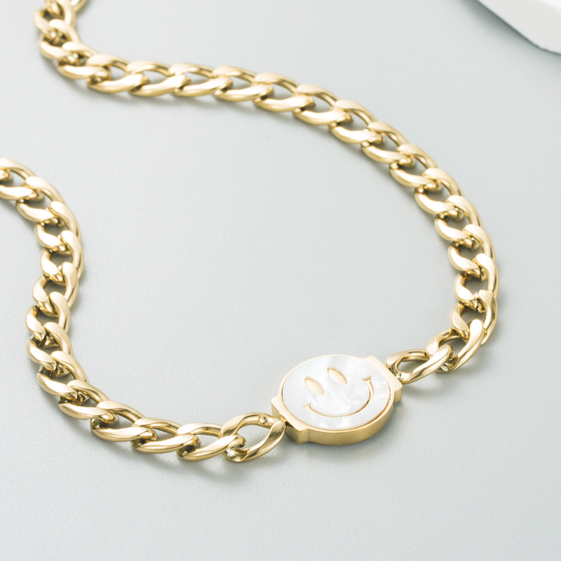Fashion Smiley Face Titanium Steel Necklace Plating Chain Stainless Steel Necklaces