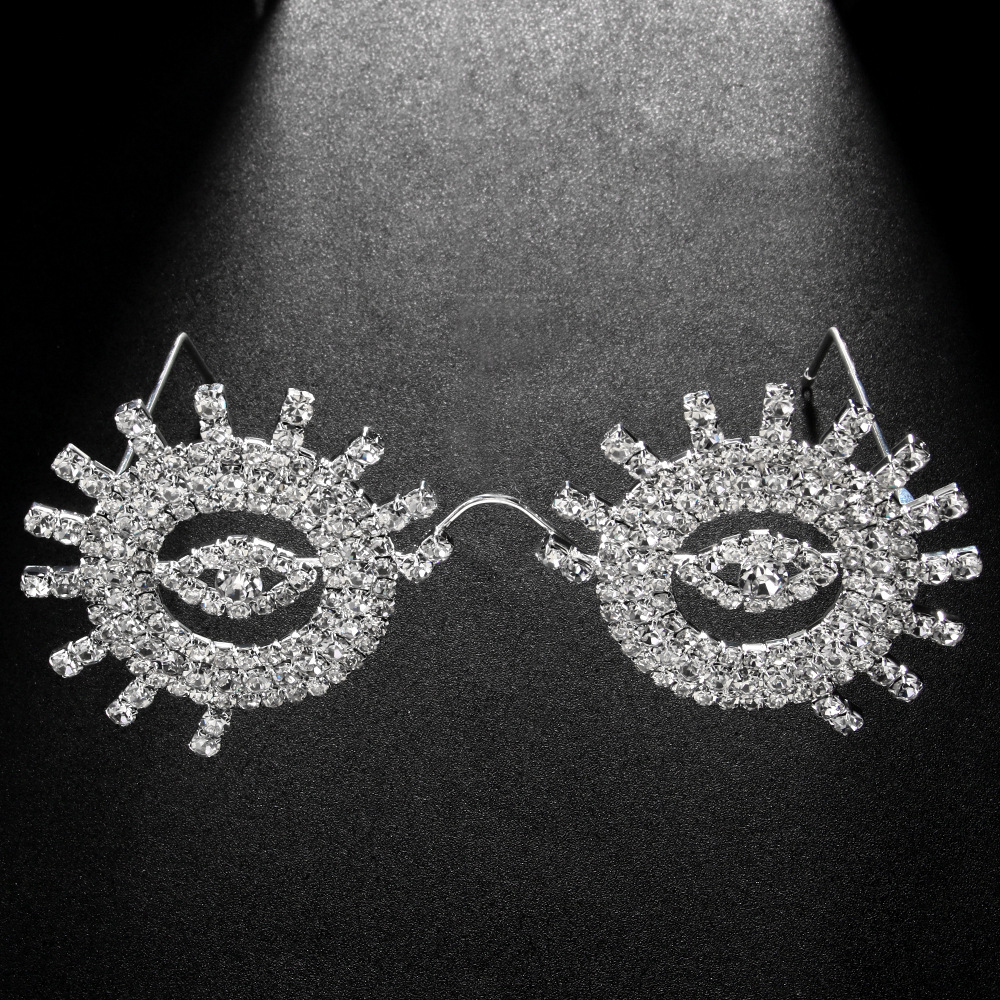 Nuevo marco de gafas redondas transfronterizas hip hop tendencia diamond joyas faciales accesorios de desfile marco de gafas