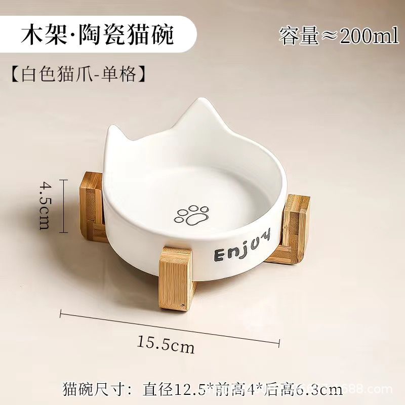 Tazón para gatos Tazón para comida para gatos de cerámica Tazón para mascotas Tazón para beber Tazón para alimentos Tazón para gatos todo en uno Tazón para gatos Tazón para perros No es fácil volcar el cuello