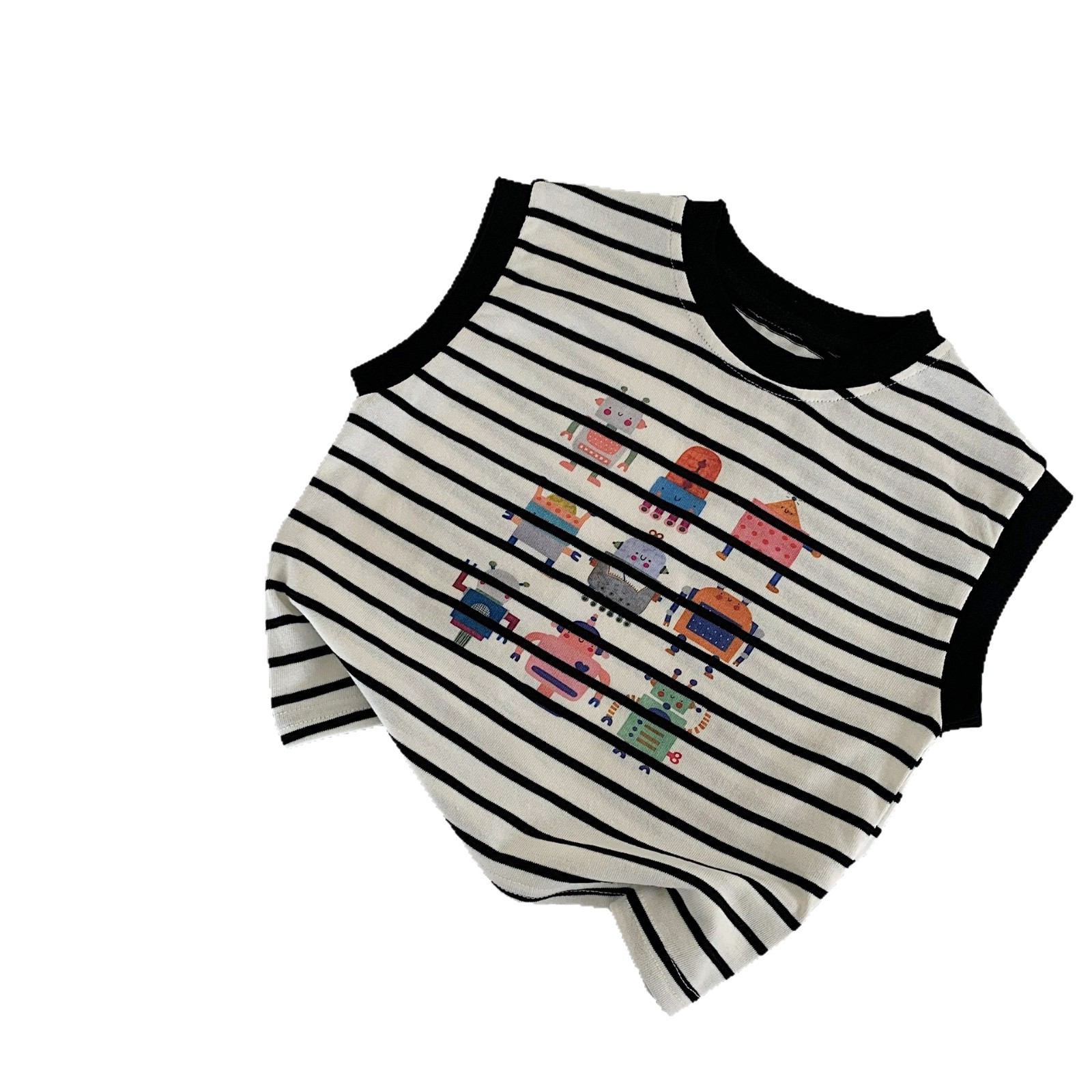 Chaleco sin mangas de verano para niños Maibao 2025 nueva versión coreana del suéter de rayas de dibujos animados para niños fábrica al por mayor