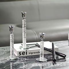北欧クリスタル装飾キャンドルホルダー 3 点セットブラックゴールドシルバーキャンドルホルダー西洋シングルヘッドキャンドルホルダー装飾品クロスボーダー