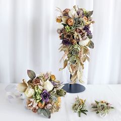 造花、ウェディングウォータードロップ、ブーケ、ウェディングトラベルフォト、花嫁の手持ち花、新郎のコサージュ、姉妹の親友の手首の花