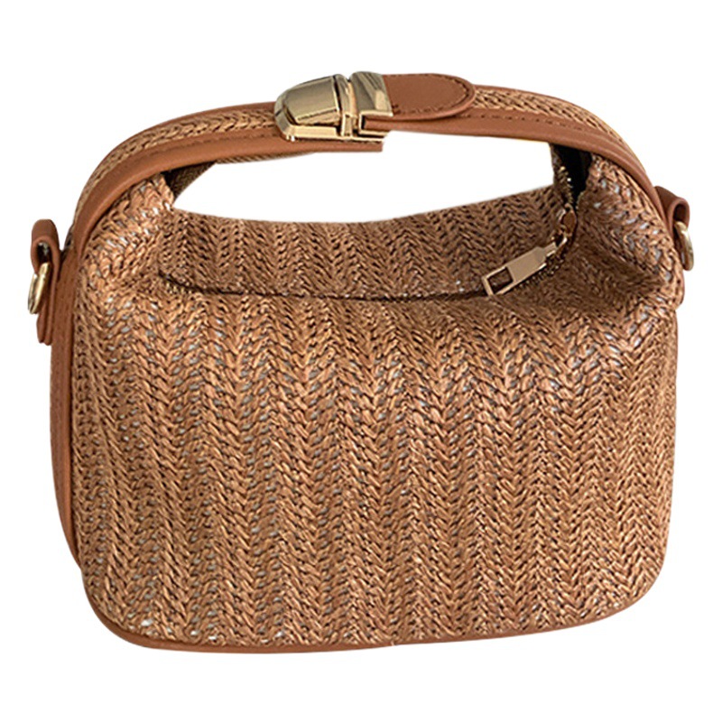 Dongdaemun ins de Corea del Sur, Bolso pequeño tejido de paja, bolso informal para mujer, bolso de hombro tipo bandolera, nuevo estilo de verano 2025
