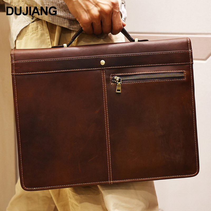 Customized Laptop Bag, Crazy Horse Leather Multifunctional Computer Protective Case, High-End Business Briefcase