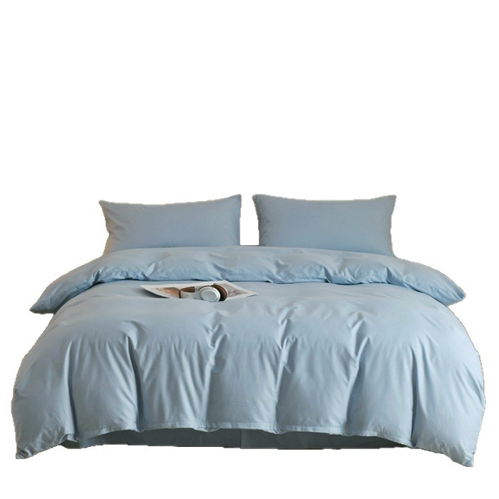 Cotton Duvet Cover Set Simple Solid Colour Four-piece Bedding_voghion.com
