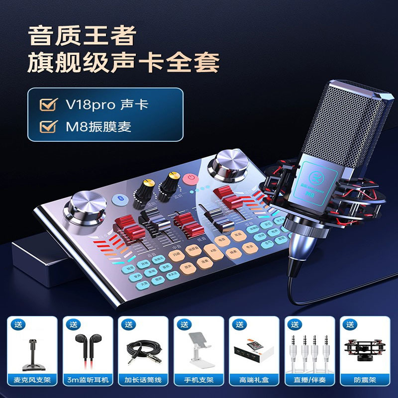V18サウンドカードセット生放送設備変音器マイクマイク携帯電話全民神器k歌パソコンバッチ|undefined