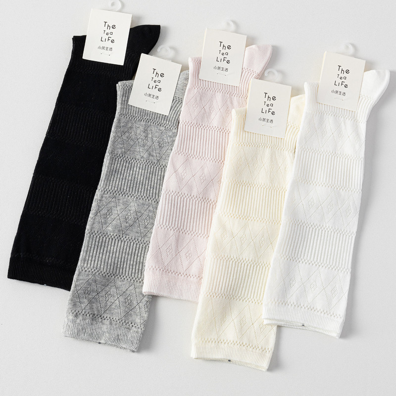 Xiaocha Life Spring/Summer Ultra-Thin Breathable Long Socks for Women, Jk Academy Style High-Tube Mesh Stacked Cotton Socks Xiaocha Life Spring/Summer Ultra-Thin Breathable Long Socks for Women, Jk Academy Style High-Tube Mesh Stacked Cotton Socks