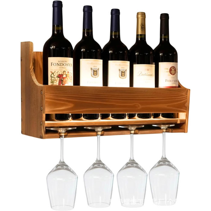 Cross-Border Wall-Mounted Wine Rack Home Restaurant Kitchen Wine Bottle Goblet Multi-Layer Storage Rack American Retro Storage Rack